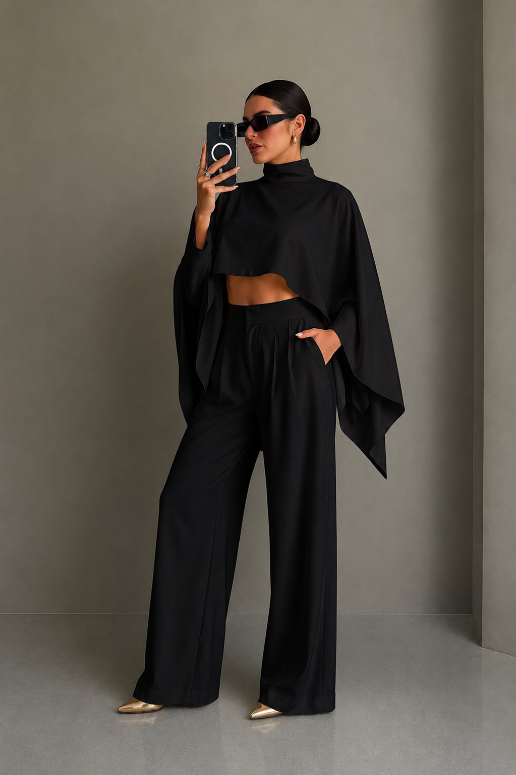 Conjunto Herrera Sastre Palazzo y Capa Elegante para Mujer | By Naty Salazar
