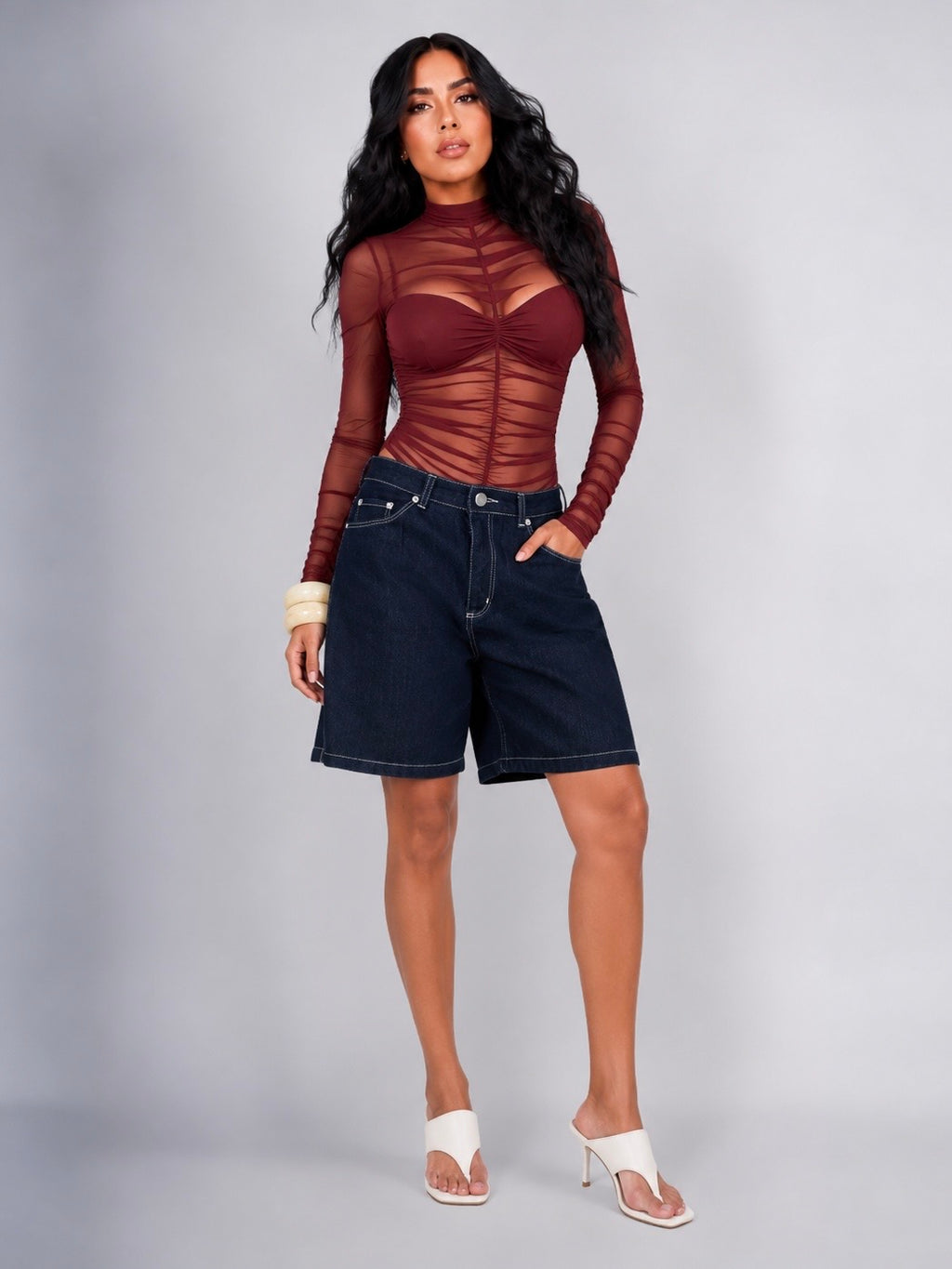Conjunto Bermuda En Denim y Blusa en Mayatex