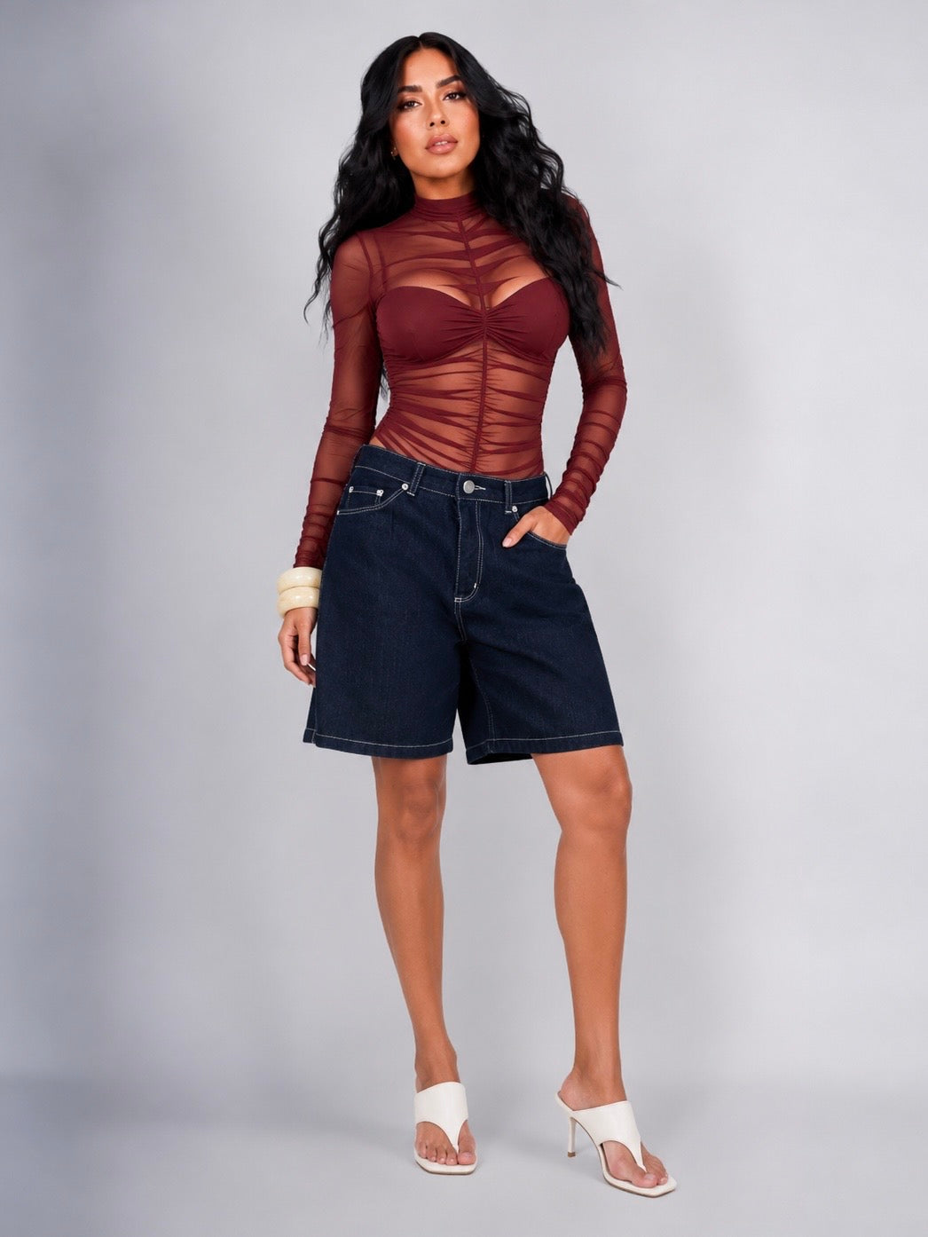 Conjunto Bermuda En Denim y Blusa en Mayatex