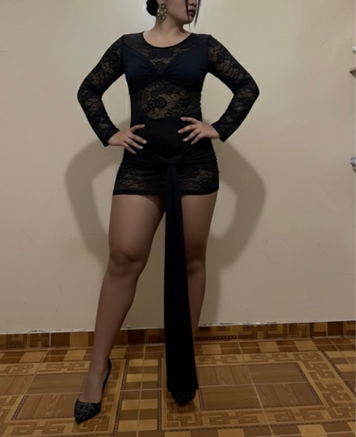 VESTIDO EVA EN BLONDA DOBLE