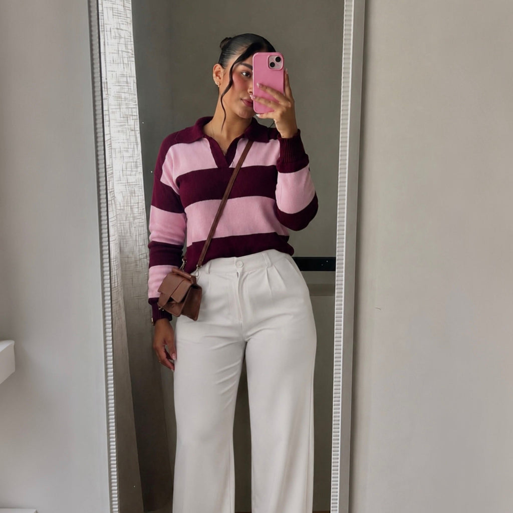 Conjunto Buzo Tejido de Punto Rayas y pantalón clásico Victoria