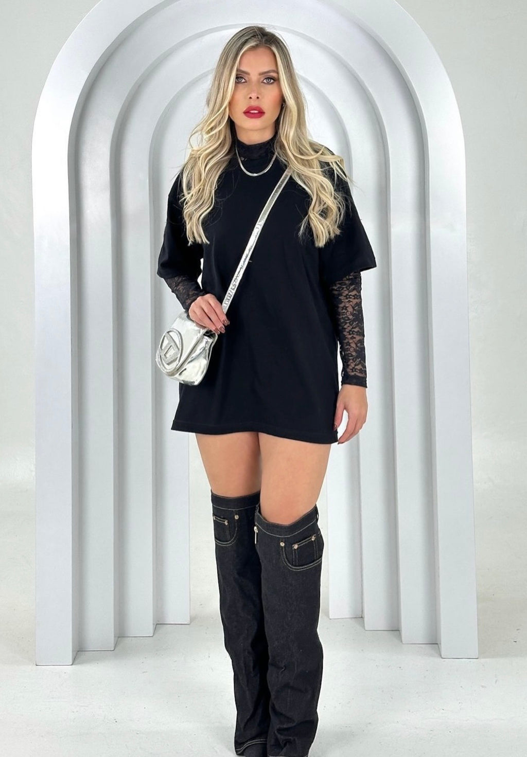 DÚO BLUZON CON MANGA EN ENCAJE