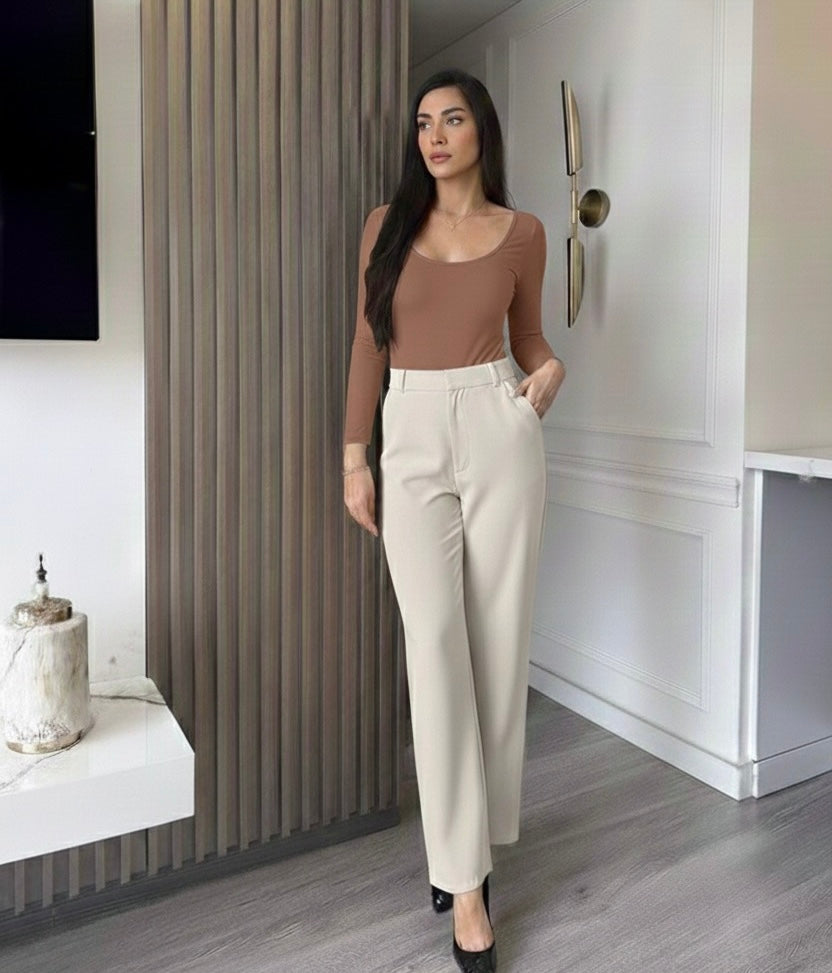 CONJUNTO PANTALON PALAZZO Y BODY DOBLE TELA