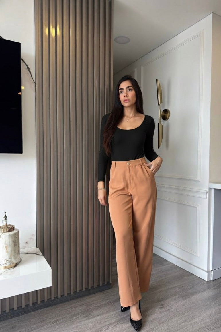 CONJUNTO PANTALON PALAZZO Y BODY DOBLE TELA