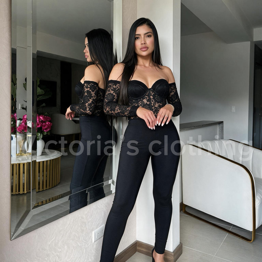 Enterizo tentación en encaje bota tubo