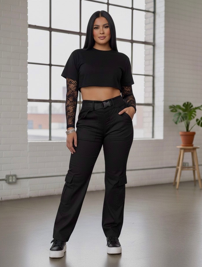 CONJUNTO CLOE CAMUFLADO Y BÁSICA EN ENCAJE