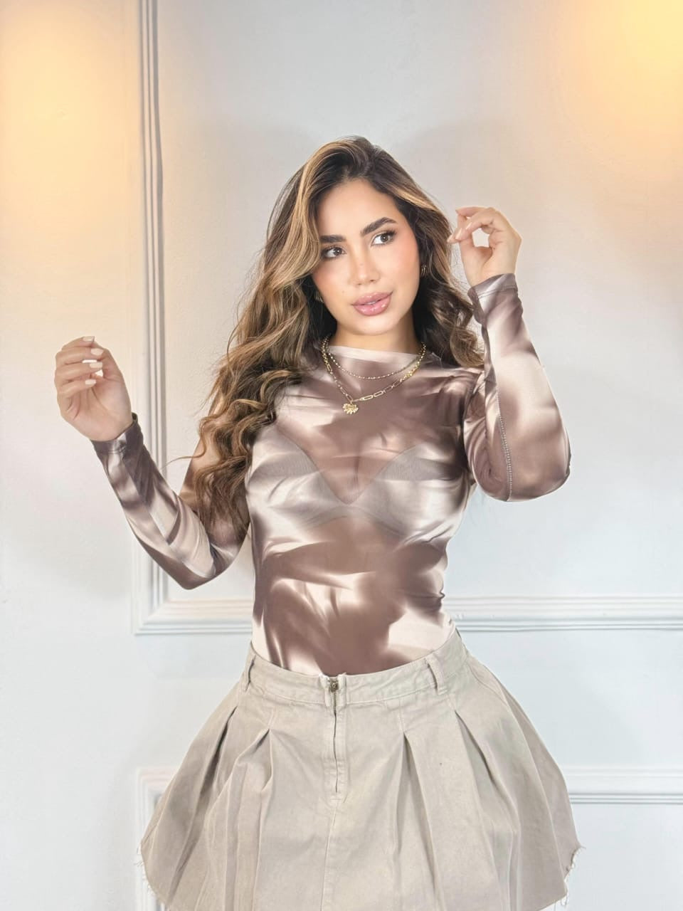 Body en Malla Efecto Glow – Ajuste Premium