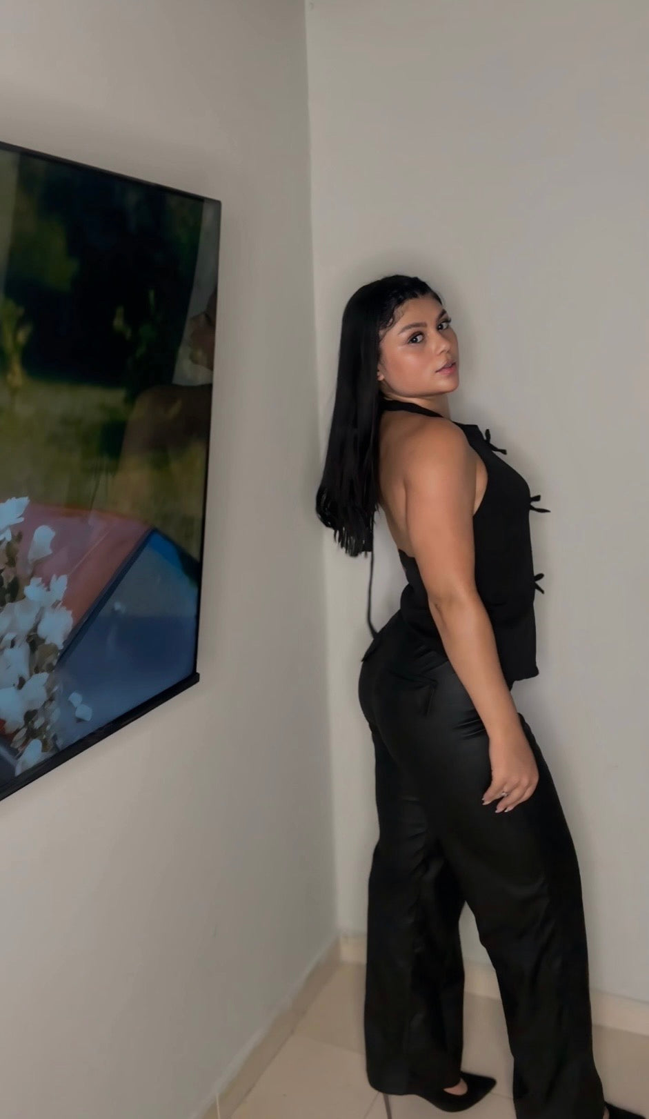 PANTALÓN PALAZZO EN CUERINA