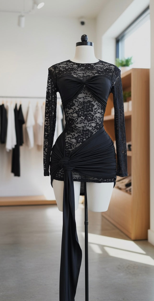 VESTIDO EVA EN BLONDA DOBLE