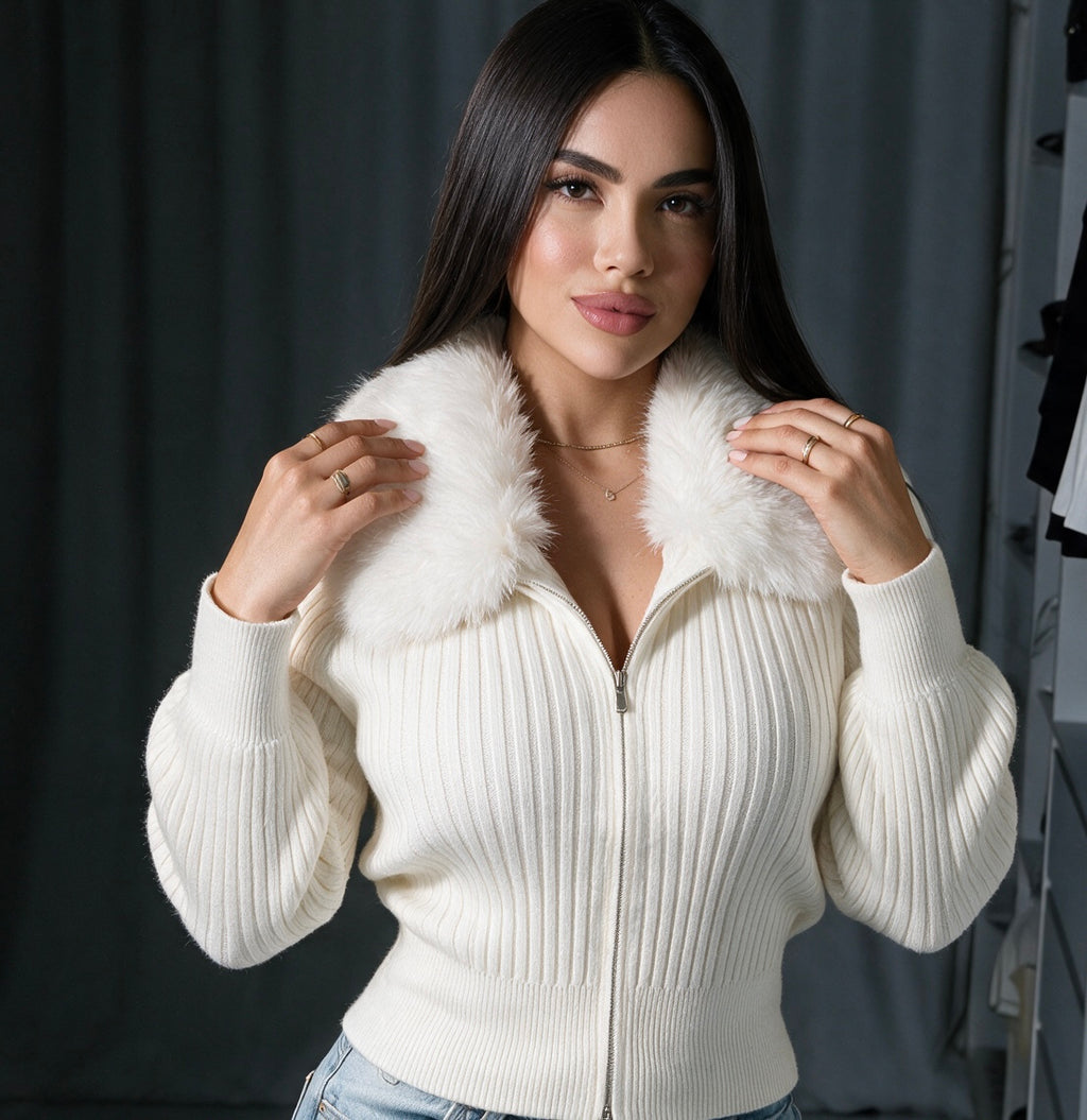 BUZO TIPO CARDIGAN CON PELUCHE