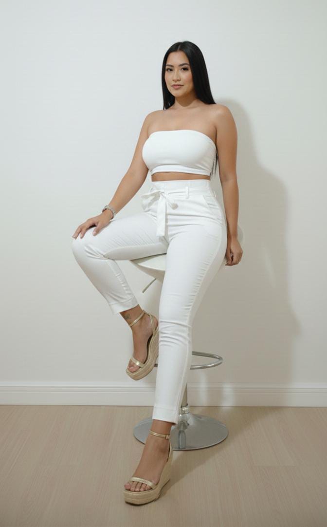 CONJUNTO LIZZIE PANTALÓN DE MOÑO Y TOP EN ALGODÓN