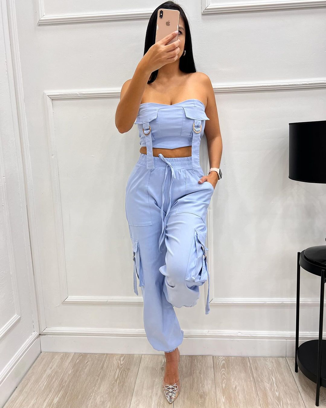 SET DOS PIEZAS JOGGER CON CORDON Y BLUSA CON TIRANTES EN BENGALINA