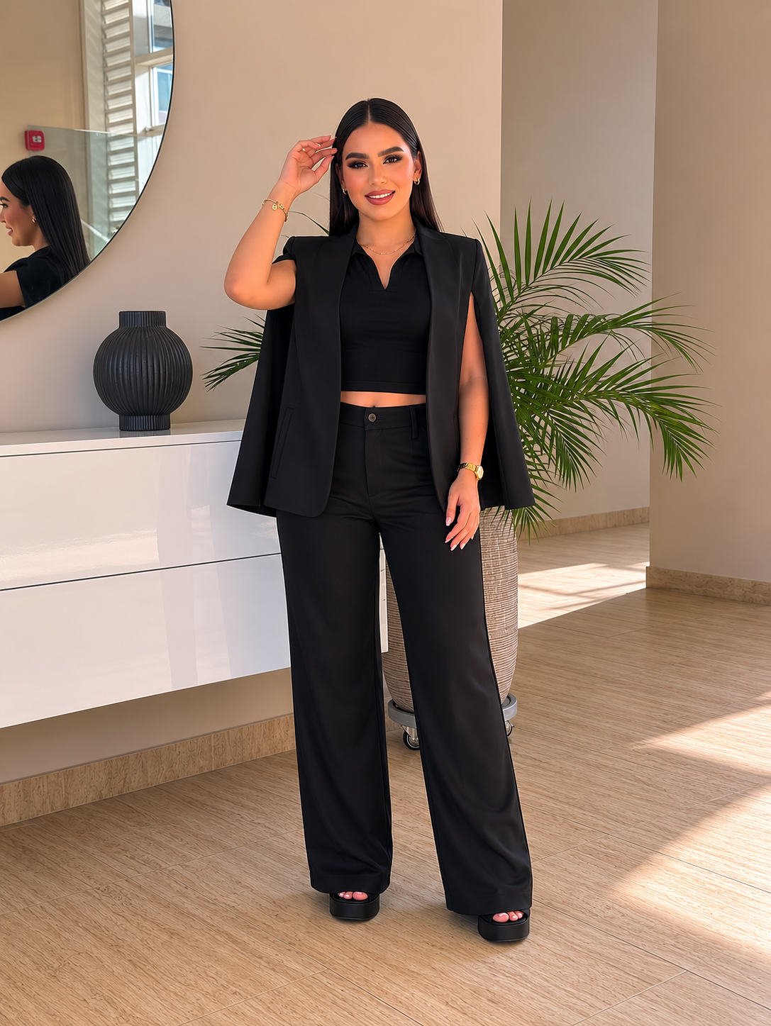 CONJUNTO SASTRERO VICTORIA CAPA BLAZER Y PALAZZO