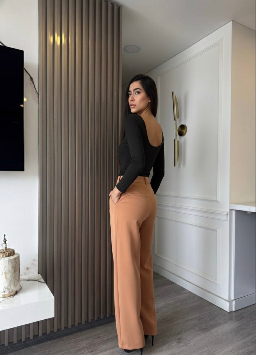 CONJUNTO PANTALON PALAZZO Y BODY DOBLE TELA