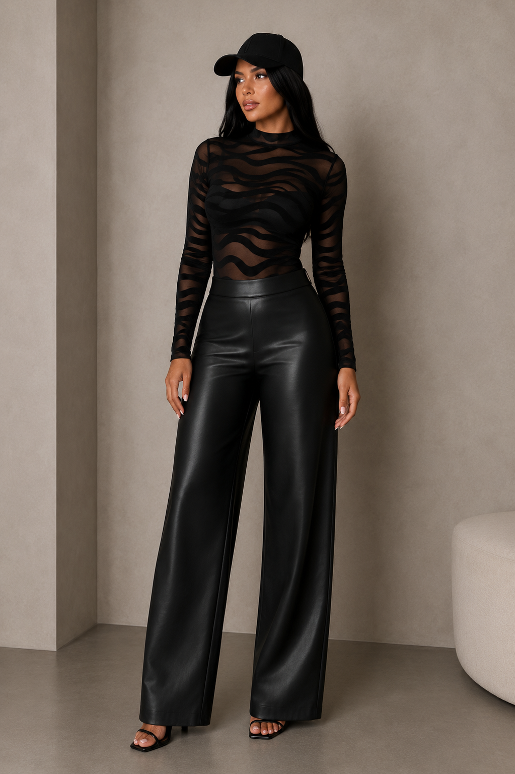 PANTALÓN PALAZZO EN CUERINA