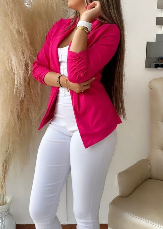 BLAZER EN BENGALINA CON MANGAS PUSH UP TALLA ÚNICA