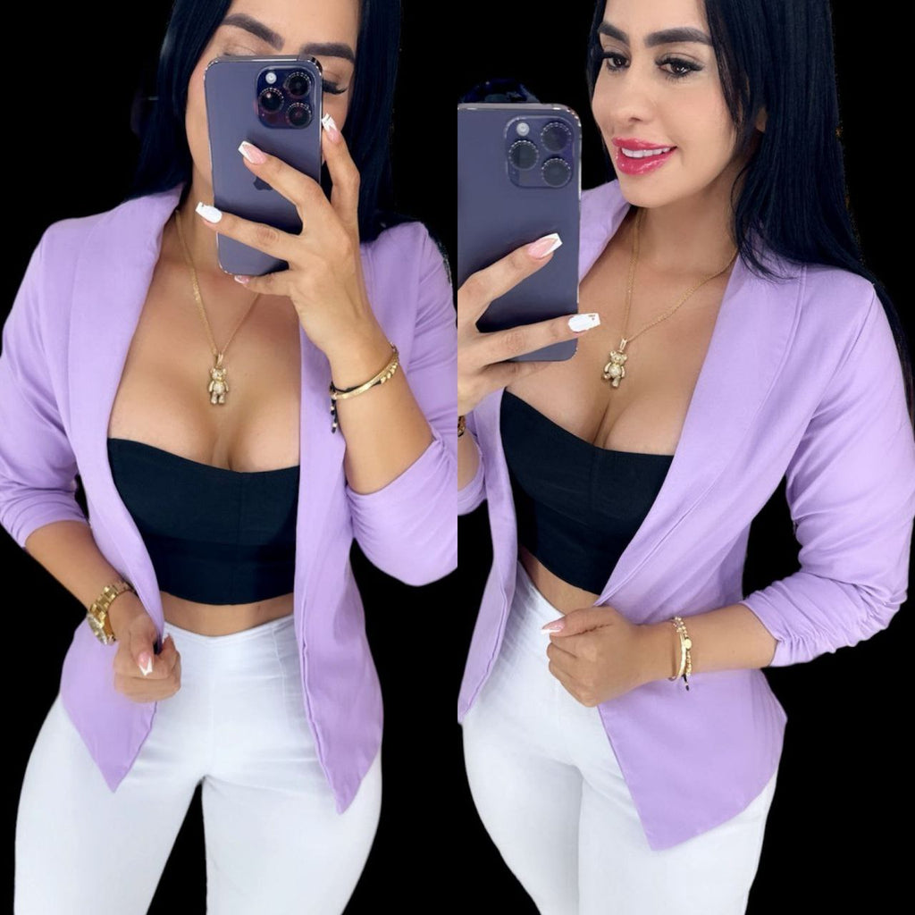 BLAZER EN BENGALINA CON MANGAS PUSH UP TALLA ÚNICA