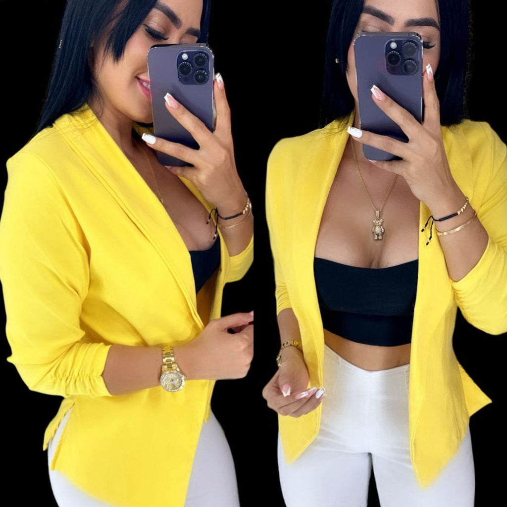 BLAZER EN BENGALINA CON MANGAS PUSH UP TALLA ÚNICA