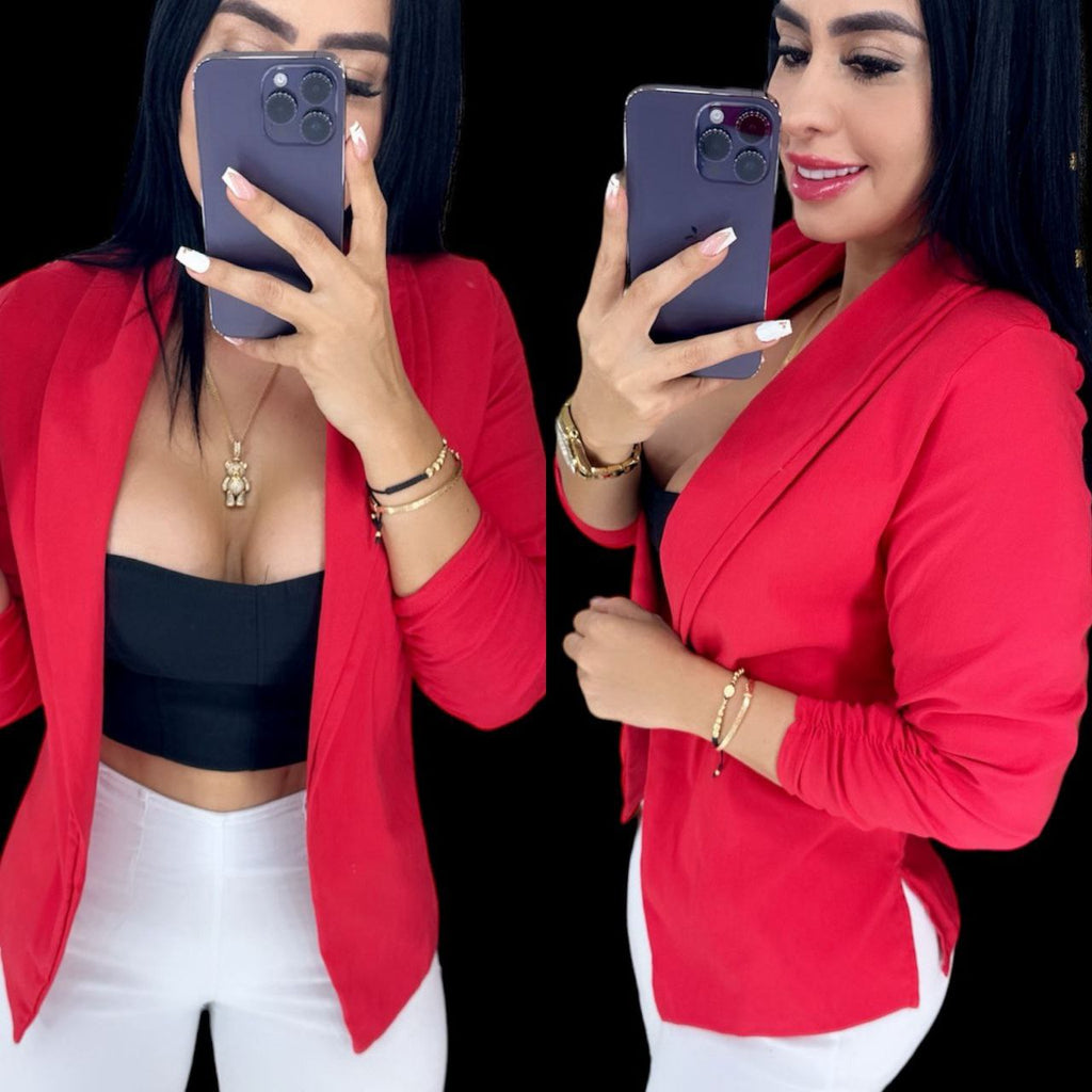 BLAZER EN BENGALINA CON MANGAS PUSH UP TALLA ÚNICA