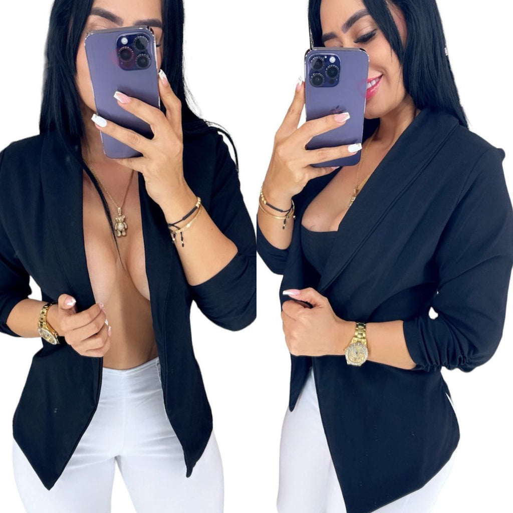 BLAZER EN BENGALINA CON MANGAS PUSH UP TALLA ÚNICA