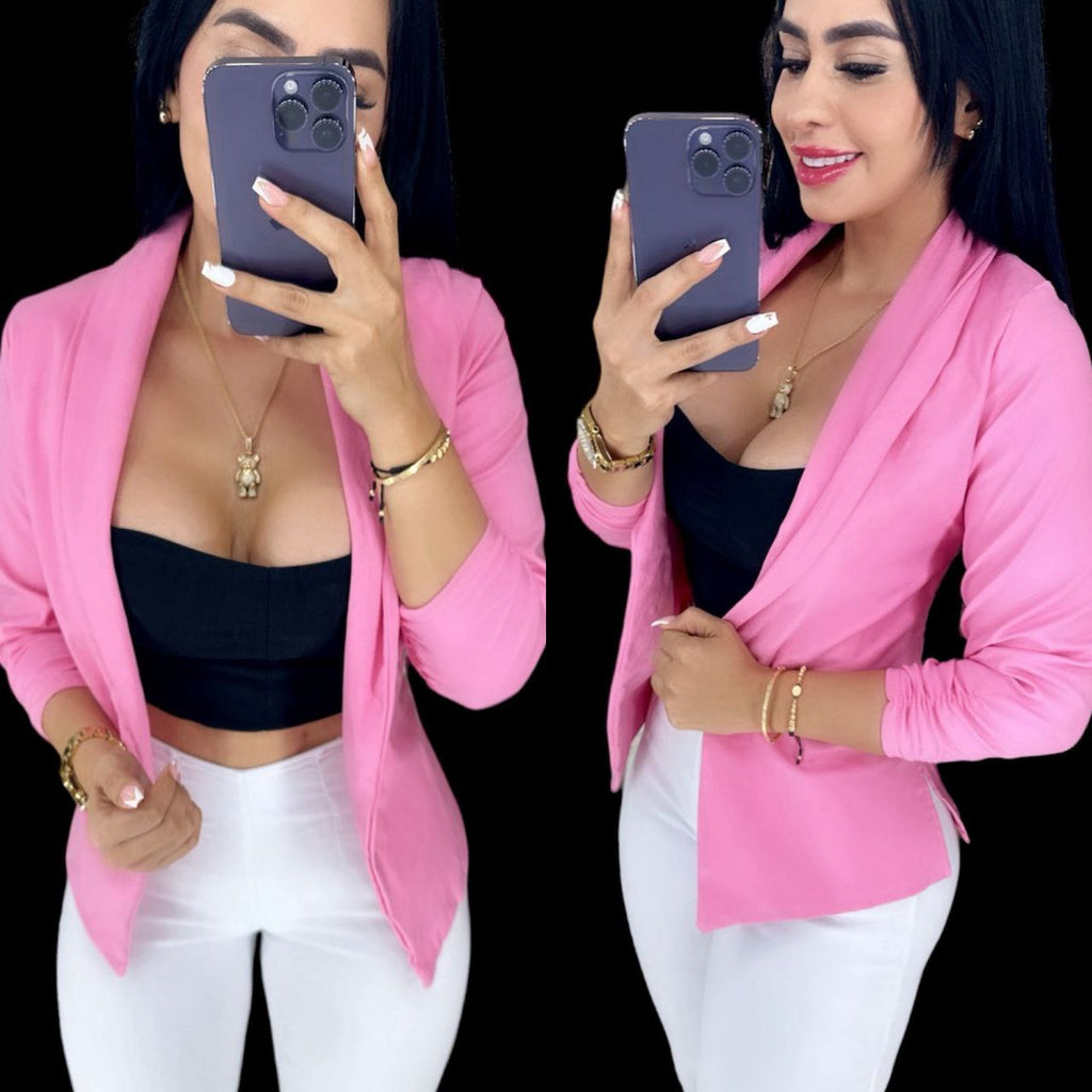 BLAZER EN BENGALINA CON MANGAS PUSH UP TALLA ÚNICA