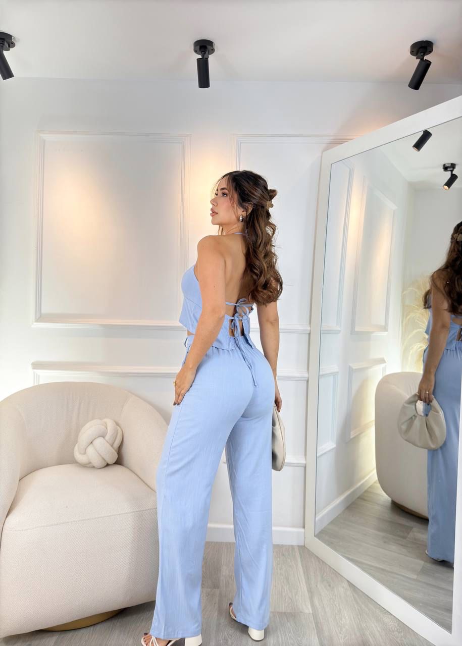 SET LIRIO DOS PIEZAS PANTALON Y TOP EN LINO